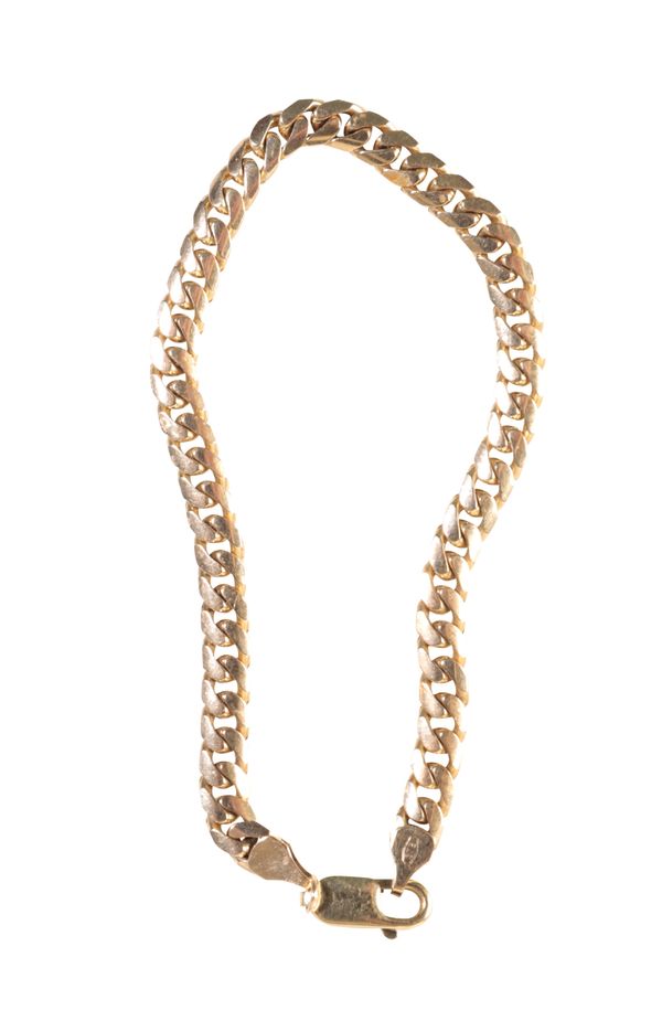 A 9CT YELLOW GOLD FLAT CHAIN LINK BRACELET