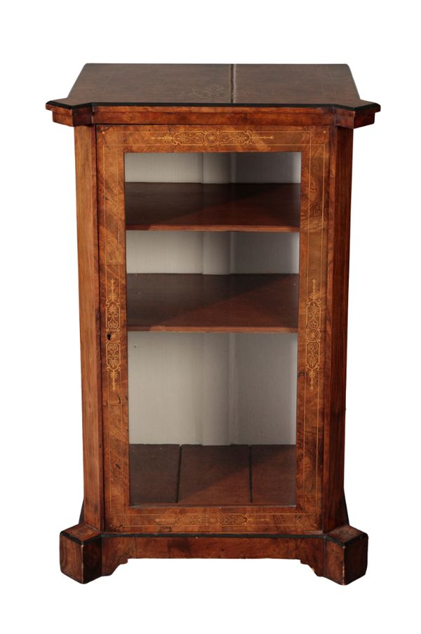 A MID-VICTORIAN WALNUT AND MARQUETRY SIDE CABINET