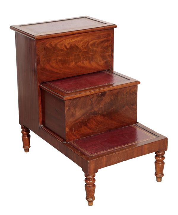 A VICTORIAN MAHOGANY STEP COMMODE,