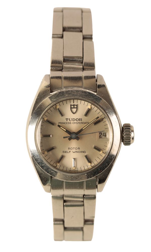 A TUDOR PRINCESS OYSTER DATE LADY'S STAINLESS STEEL BRACELET WATCH