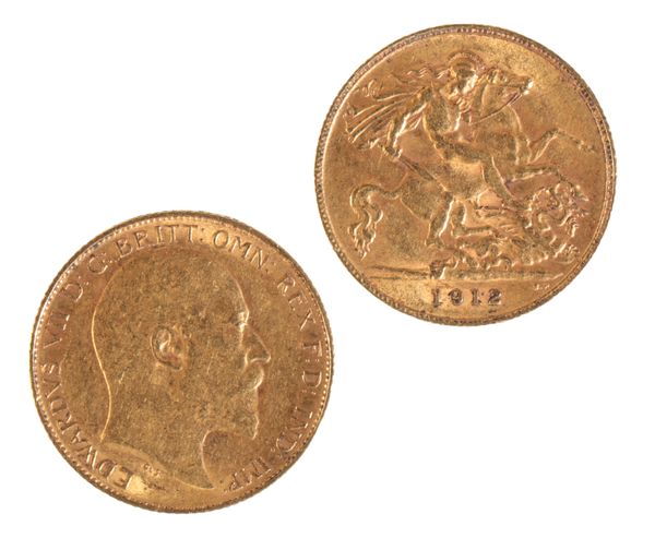 AN EDWARD VII 1910 GOLD HALF SOVEREIGN,