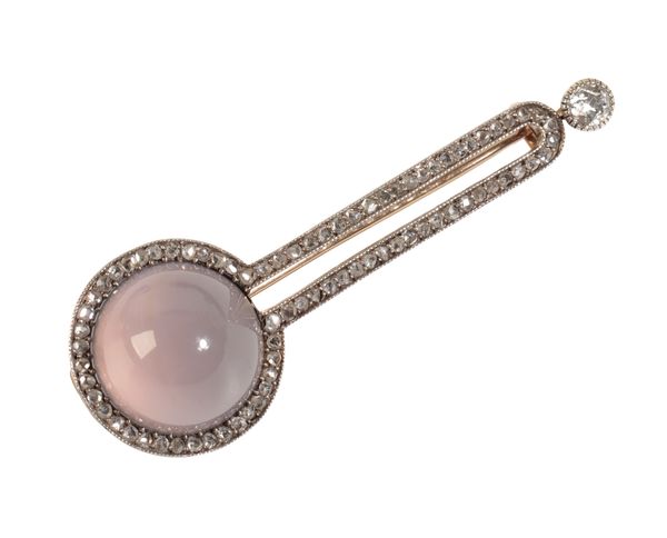 FABERGE: A DIAMOND AND MECCA STONE BROOCH, WILL COLLECT