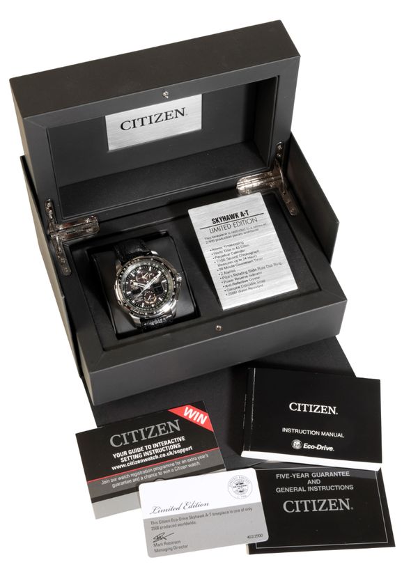 A CITIZEN SKYHAWK A.T ECO-DRIVE GENTLEMAN'S STAINLESS STEEL WRIST WATCH