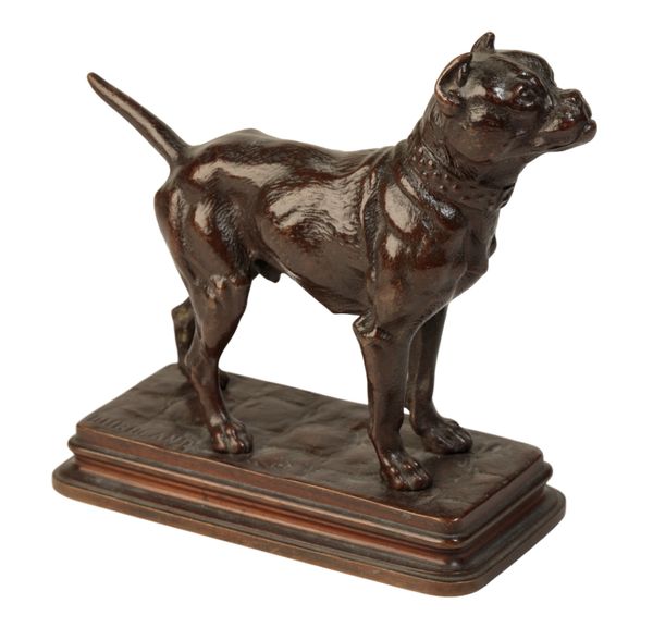 ALFRED DUBUCAND, (1828-1894), A BRONZE MODEL OF A BOSTON TERRIER,