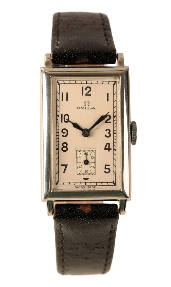 OMEGA GENTLEMAN'S RECTANGULAR STAINLESS STEEL CASE WRISTWATCH