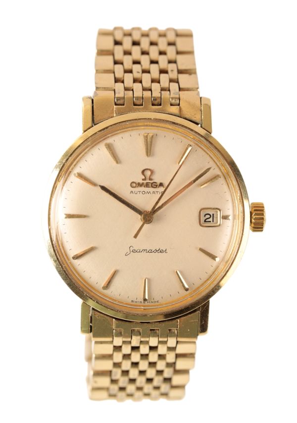 OMEGA SEAMASTER STEEL GOLD-CAPPED GENTLEMAN'S BRACELET WATCH