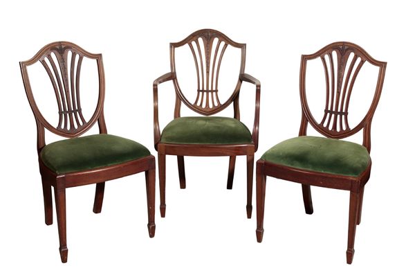 A SET OF EIGHT MAHOGANY DINING CHAIRS IN GEORGE III STYLE