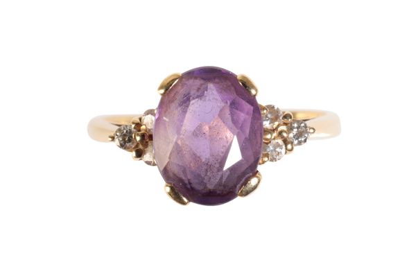 AN AMETHYST AND DIAMOND RING