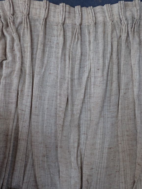 TWO PAIRS OF VINTAGE 'YARNOLDS' OATMEAL CURTAINS