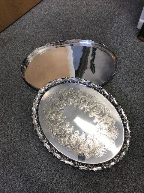 A LARGE SILVER PLATED TRAY