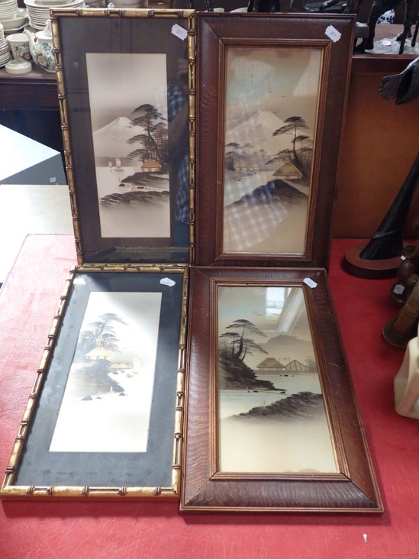 TWO PAIRS OF FRAMED JAPANESE PICTURES