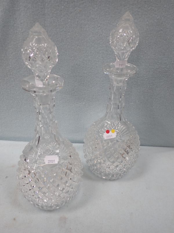 A PAIR OF VICTORIAN CUT GLASS DECANTERS