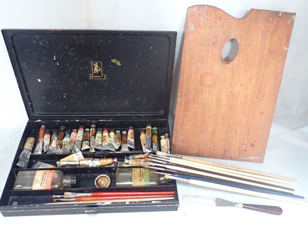 A VINTAGE ROWNEY ARTIST'S PAINTBOX