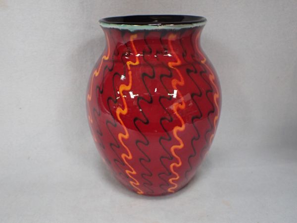 (added to line 40) A POOLE POTTERY RED GLAZED  'STROBE' VASE