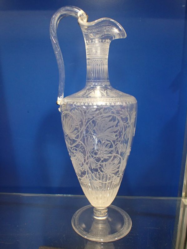 AN EARLY 19TH CENTURY NEOCLASSICAL GLASS EWER