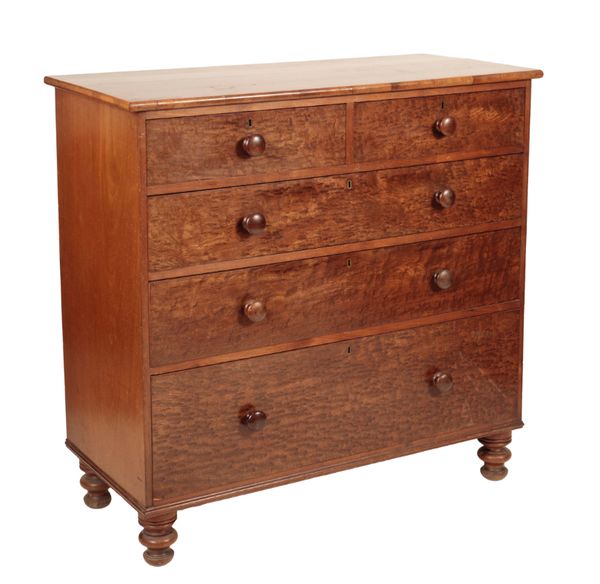 A VICTORIAN PLUM PUDDING MAHOGANY CHEST OF DRAWERS,