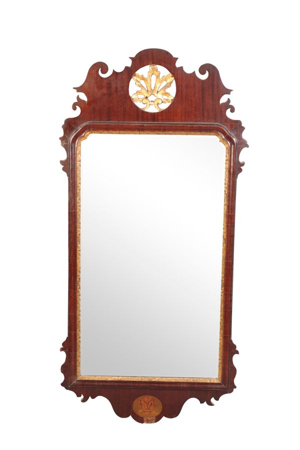 A PARCEL-GILT WALNUT FRAMED WALL MIRROR IN GEORGE I STYLE,