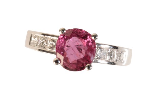AN UNTREATED RUBY AND DIAMOND RING,