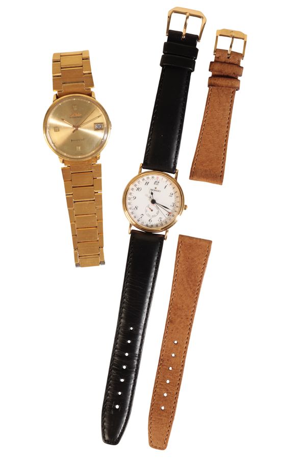 MOVADO: A GOLD PLATED GENTLEMAN'S WRISTWATCH