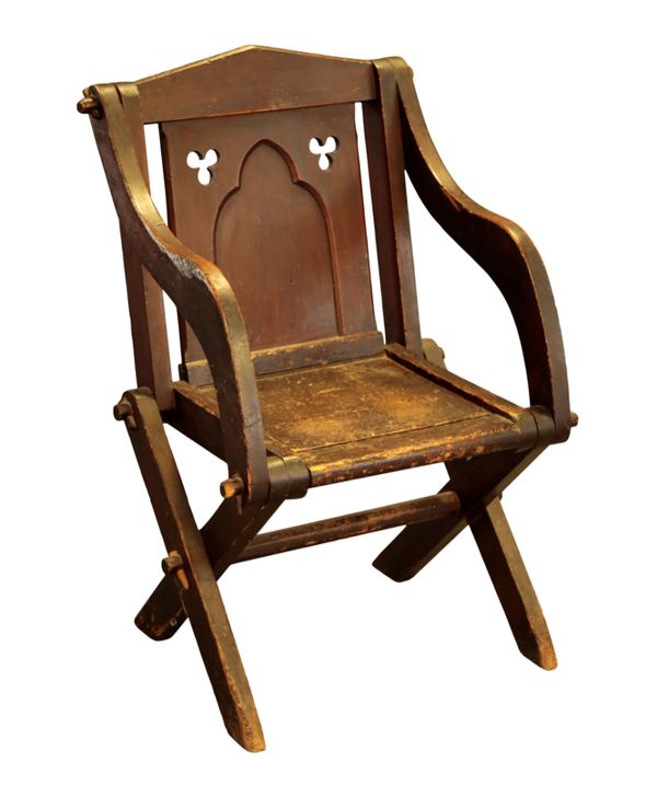 A VICTORIAN PAINTED PINE GLASTONBURY CHAIR