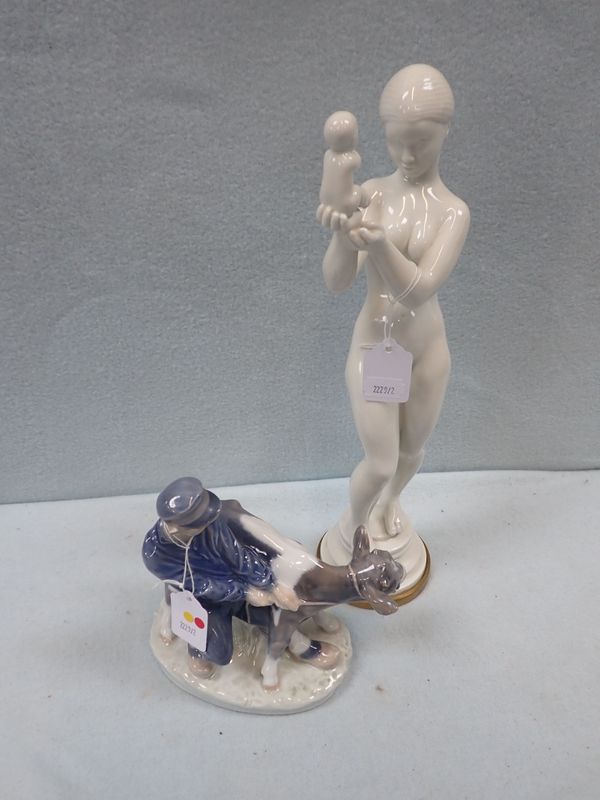 A ROYAL COPENHAGEN BLANC DE CHINE STUDY OF A NUDE WITH HER BABY