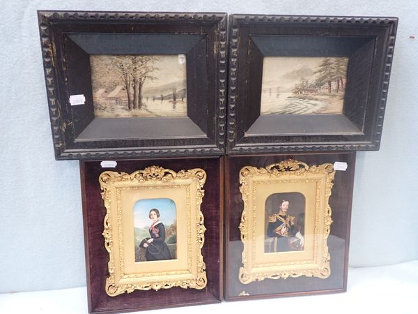 A PAIR OF VICTORIAN  GILT AND VELVET FRAMES