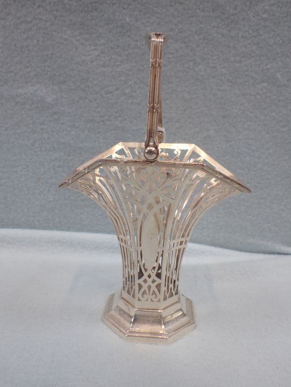 A  STAMPED STERLING SILVER PIERCED BASKET