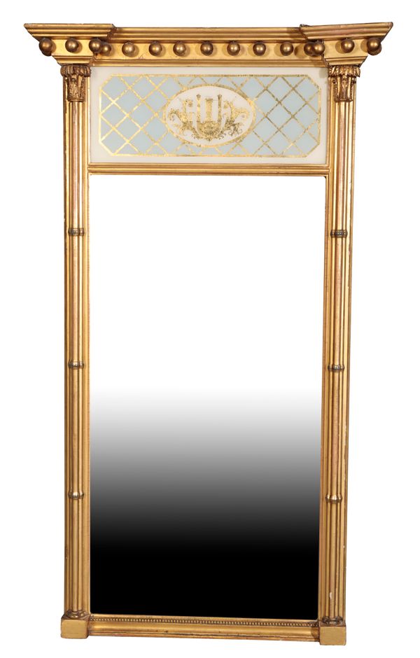 A LATE GEORGE III GILTWOOD FRAMED PIER MIRROR,