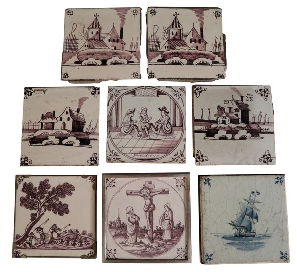 A COLLECTION OF 18TH CENTURY MANGANESE DELFT TILES