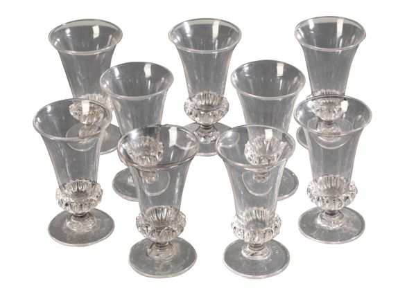 A SET OF NINE 19TH CENTURY SYLLABUB GLASSES