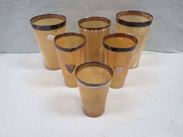 A COLLECTION OF 19TH CENTURY HORN BEAKERS