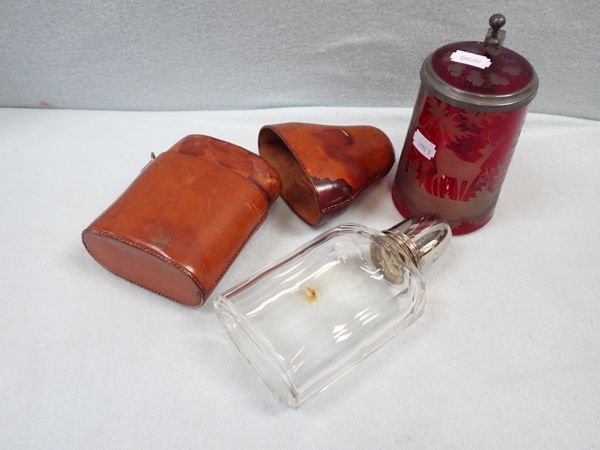 A CUT GLASS HIP FLASK