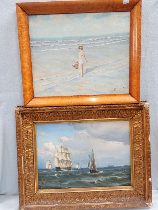 A NAIVELY PAINTED MARITIME SCENE