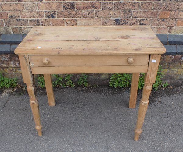 A VICTORIAN STRIPPED PINE SIDE TABLE