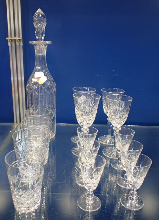 A CUT-GLASS DECANTER