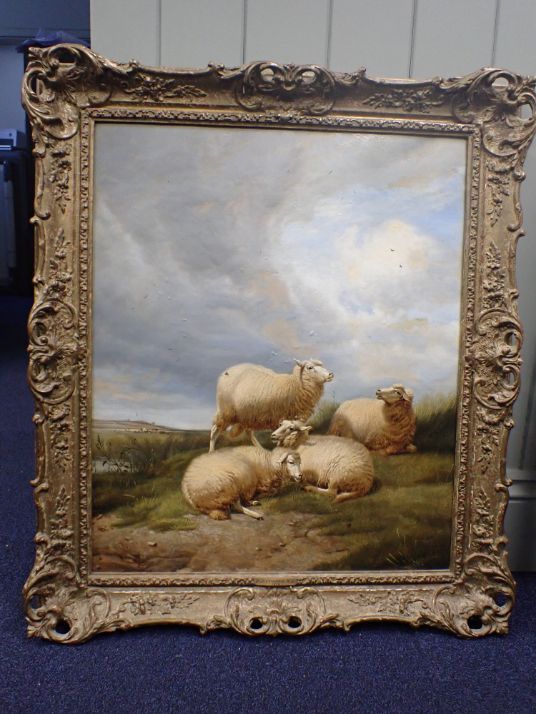 OIL ON CANVAS, SHEEP IN A LANDSCAPE