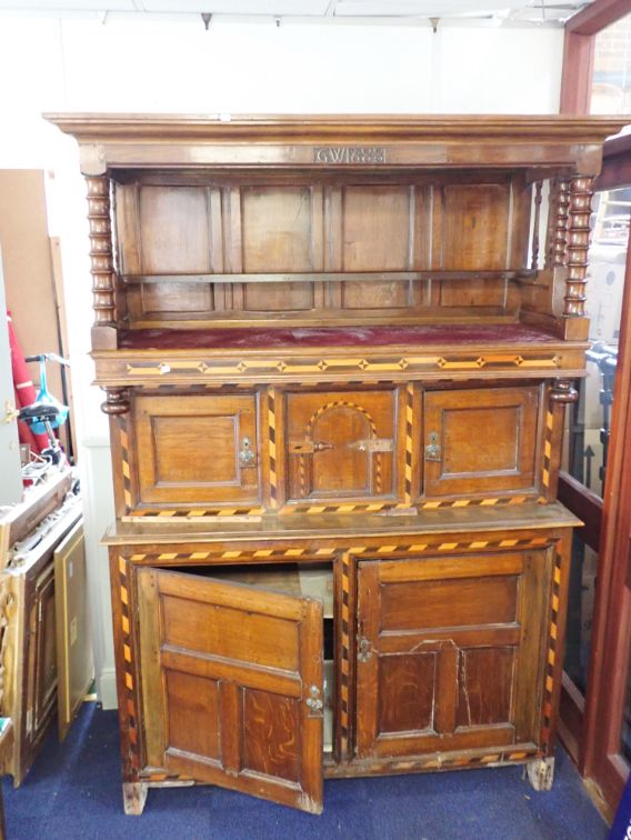 A 17TH CENTURY STYLE COURT CUPBOARD OR TRIDARN