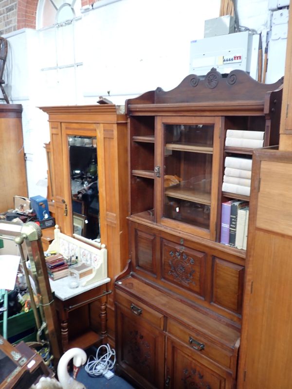 A LATE VICTORIAN  WALNUT SECRETAIRE BOOKCASE