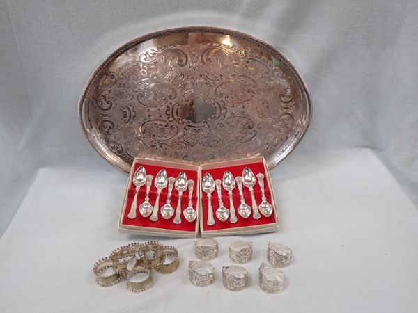 A SILVER PLATED OVAL TRAY