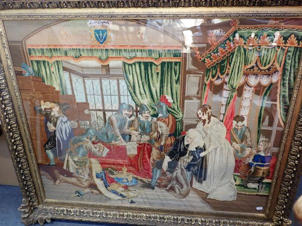 A LARGE VICTORIAN WOOLWORK PICTURE