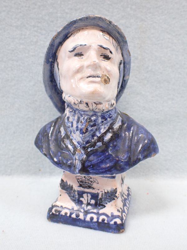 A 19TH CENTURY FRENCH FAIENCE BUST OF A SAILOR