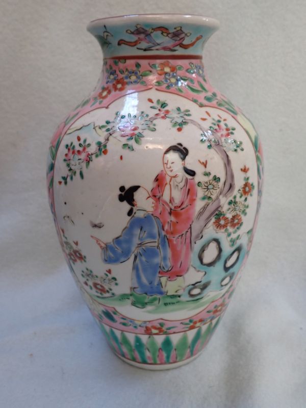 A 'CHINESE 'FAMILLE ROSE' VASE