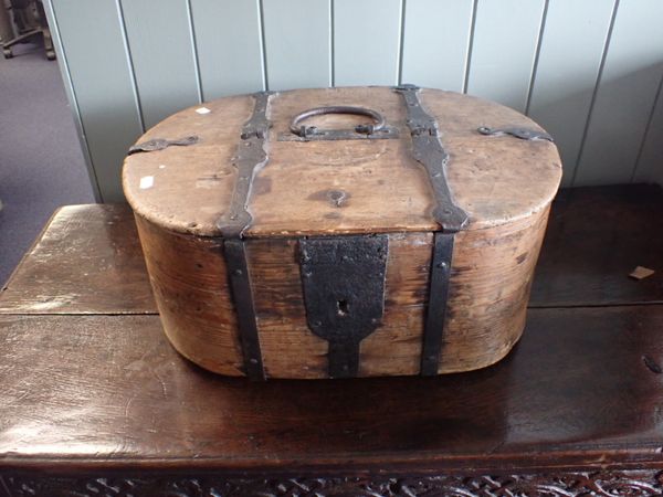 ELM AND PINE  IRON BOUND STEAMED BOX