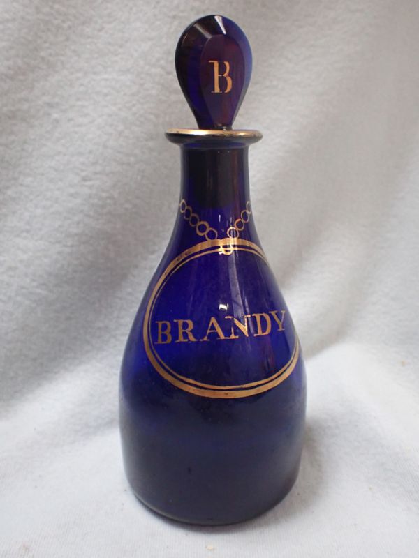 A 'BRISTOL BLUE' BRANDY BOTTLE