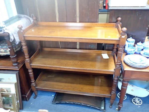 A THREE TIER VICTORIAN OAK BUFFET