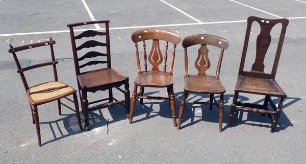 TWO SIMILAR  VICTORIAN WINDSOR KITCHEN CHAIRS