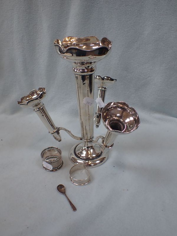 A SILVER FOUR VASE EPERGNE