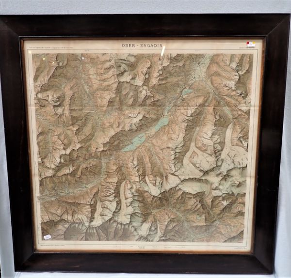 A FRAMED 19TH CENTURY MAP OF OBER ENGADIN