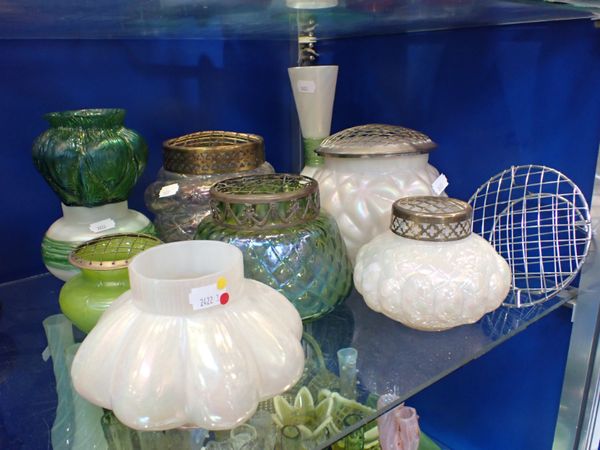 A COLLECTION OF PEARLESCENT VICTORIAN GLASS ROSE BOWLS