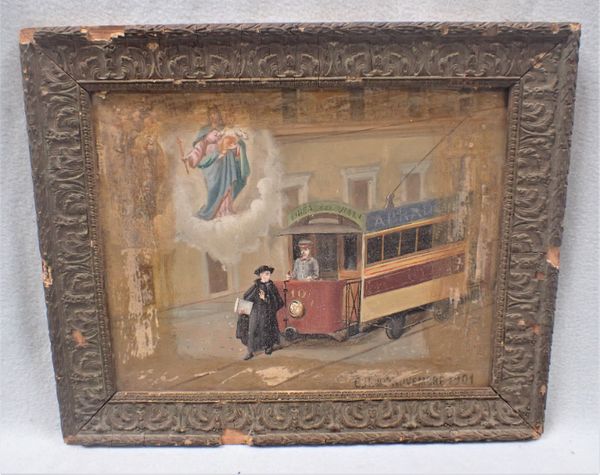 AN ITALIAN (TURIN) EX-VOTO PAINTING ON TIN